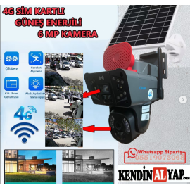 Sim Kartlı 4G Solar PTZ Dual Lens Panaromik Sirenli Alarmlı Kablosuz Güvenlik Kamerası