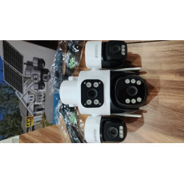 Beyaz 4 Kamera 3PTZ 12mp 4G Solar  Sim Kartlı Çift Güneş Panelli Güvenlik Kamerası AV-S446G