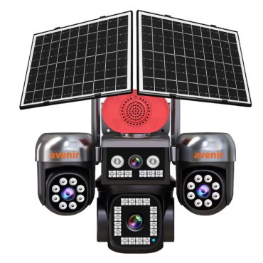 4 Kamera 3PTZ 12mp 4G Solar  Sim Kartlı Çift Güneş Panelli Güvenlik Kamerası AV-S446 