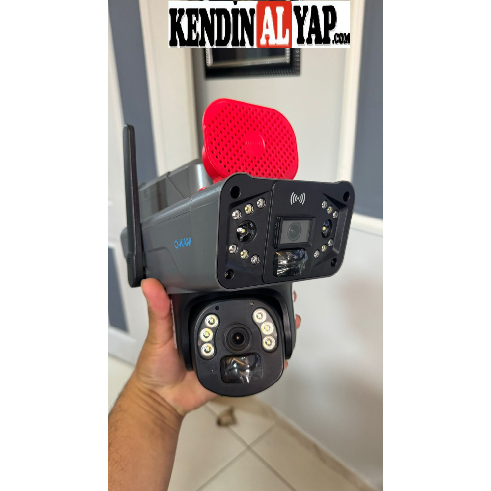Çift Kameralı PTZ Sim Kartlı 4G 6MP Dual Lens Yeni Kasa okam-3915 Güvenlik Kamerası Solar Güneş Enerjili