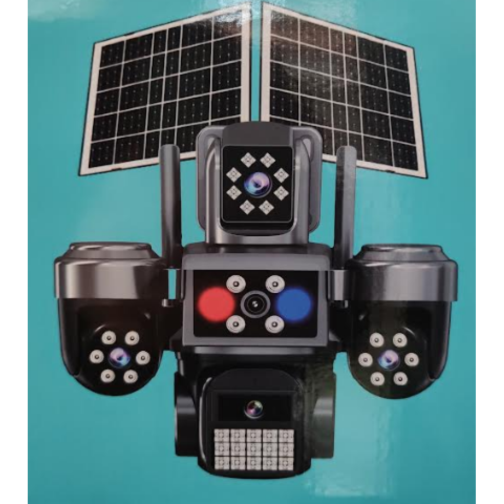  4 Kamera 12mp 4G Solar 4 Lensli Sim Kartlı Çift Güneş Panelli Güvenlik Kamerası