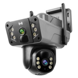 Çift Kameralı Sim Kartlı Solar 4G 6MP Dual Lens okam-3915 Kamera Güneş Enerjili Hareket Takipli Güvenlik Kamerası Toptan