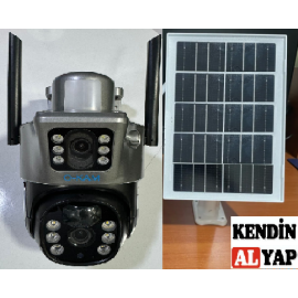 Çift kameralı Güneş Enerjili OKAM-3620 6MP 4G SOLAR PTZ Kamera 12 Led Dual Light