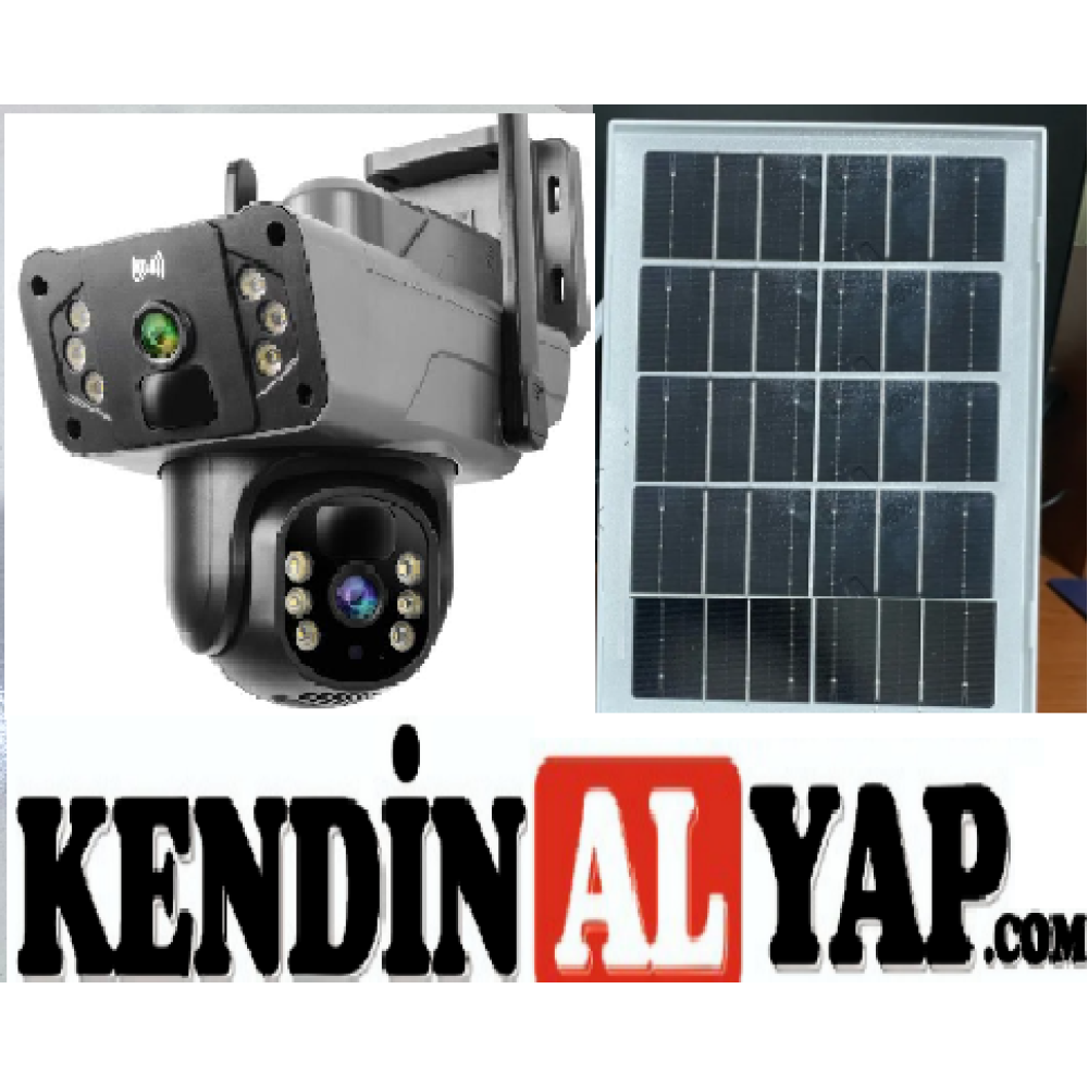 Çift Kameralı Sim Kartlı Solar 4G 6MP Dual Lens okam-3915 Kamera Güneş Enerjili Hareket Takipli Güvenlik Kamerası Toptan